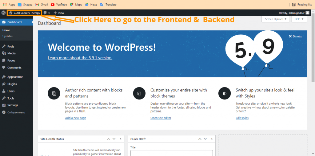 WordPress Dashboard